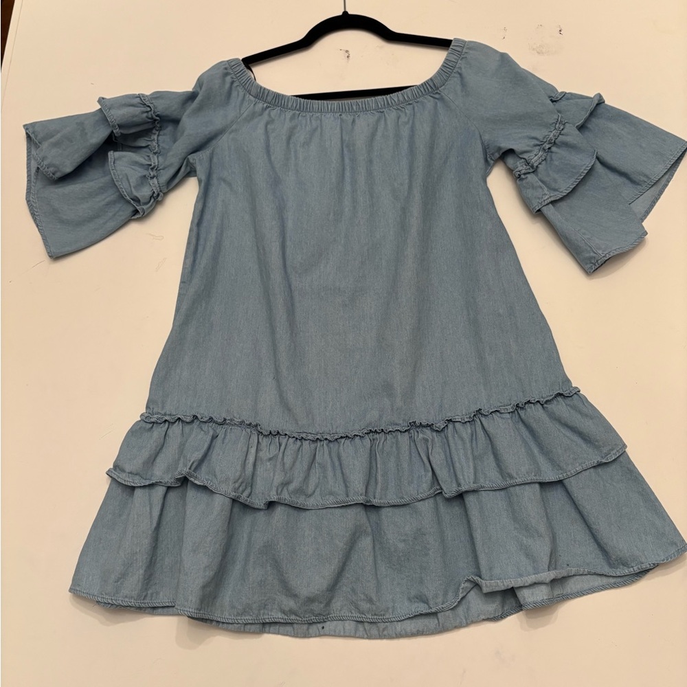 Forever 21 Gray Ruffled Off-the-Shoulder Sundress